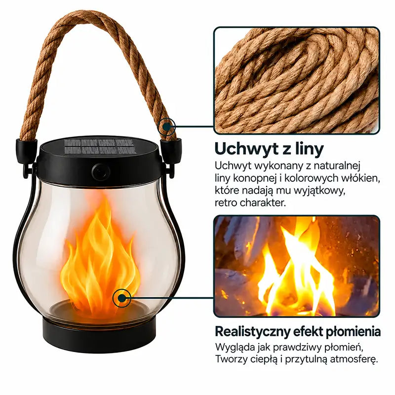 Solarna lampa 🔥  Realistyczny efekt tańczącego płomienia