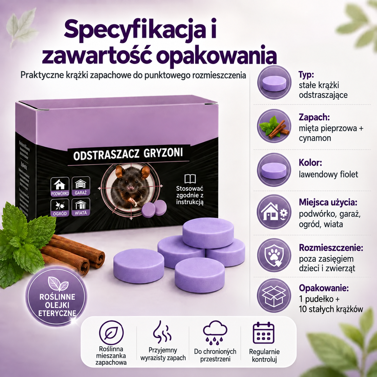 Naturalne pachnące krążki odstraszające – ochrona przed szkodnikami do domu, garażu i na zewnątrz